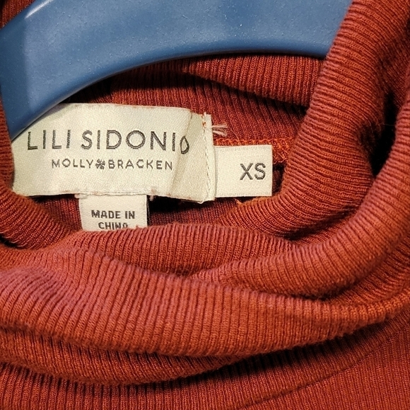 Molly Bracken Lili Sidonio rust colored ribbed turtleneck 95% viscose Size XS - Picture 4 of 4